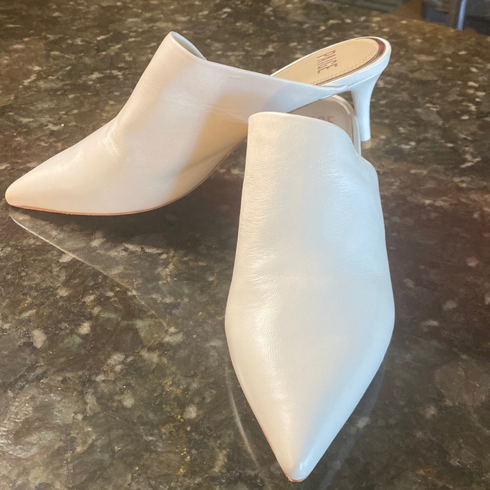 Paige womens white leather mules
